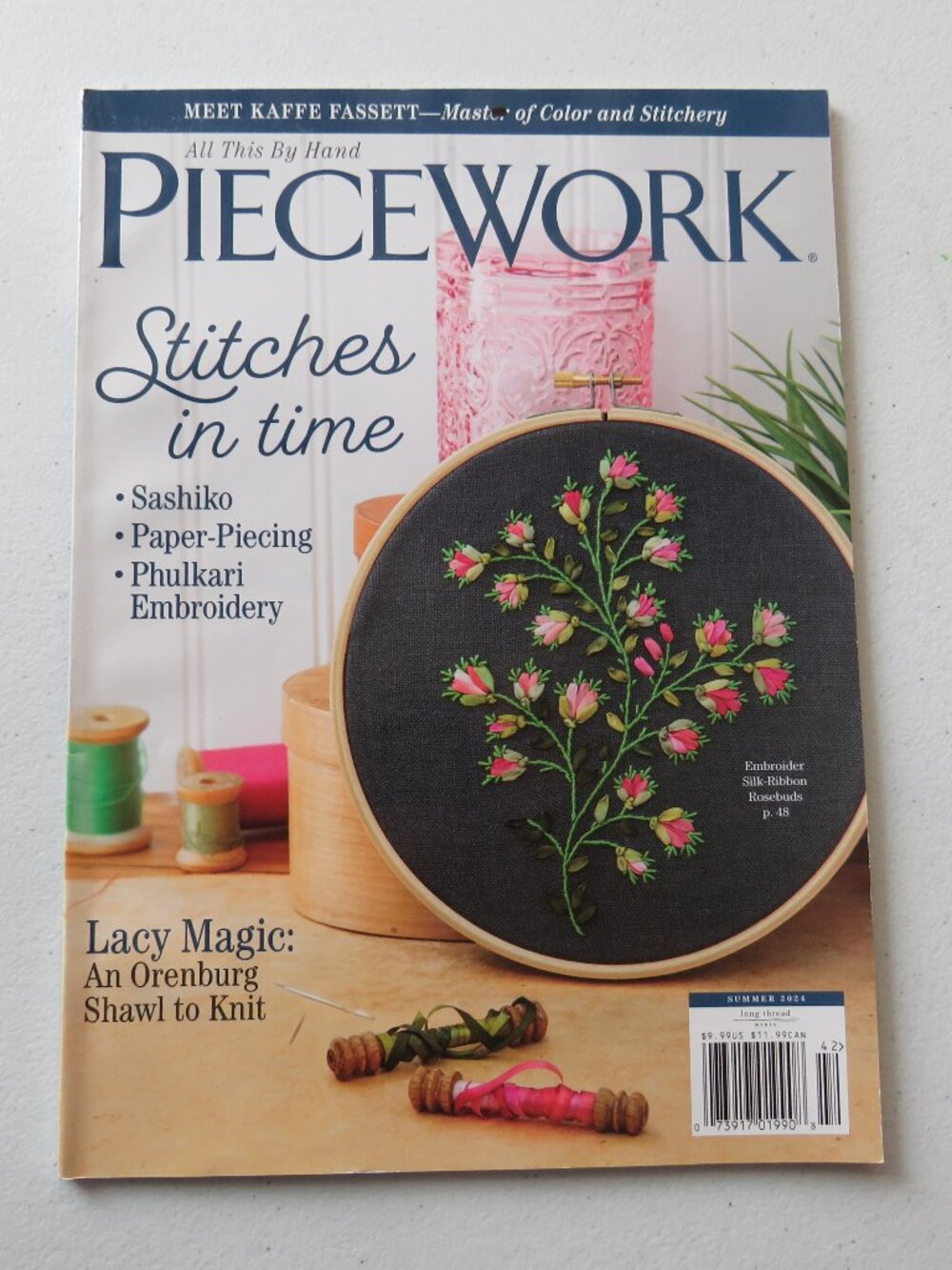 Piecework Magazine Stitches in Time Sashiko Paper Piecing Embroidery Summer 2024